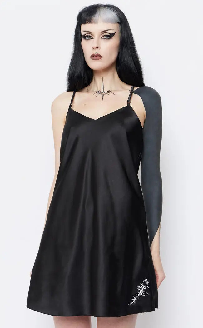 Final Sale Rose Amongst Thorns Satin Dress