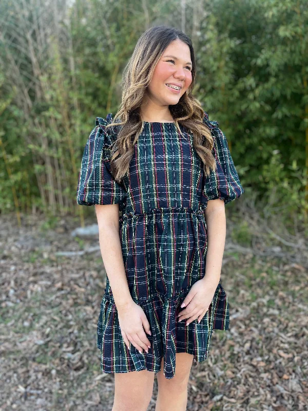Markdowns Blue and Green Tartan Plaid Dress