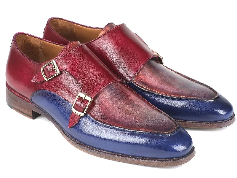 Get It Before It’s Gone Paul Parkman Blue & Bordeaux Double Monkstraps Shoes (ID#SW533YR) Get It Before It’s Gone Paul Parkman Blue & Bordeaux Double Monkstraps Shoes (ID#SW533YR)