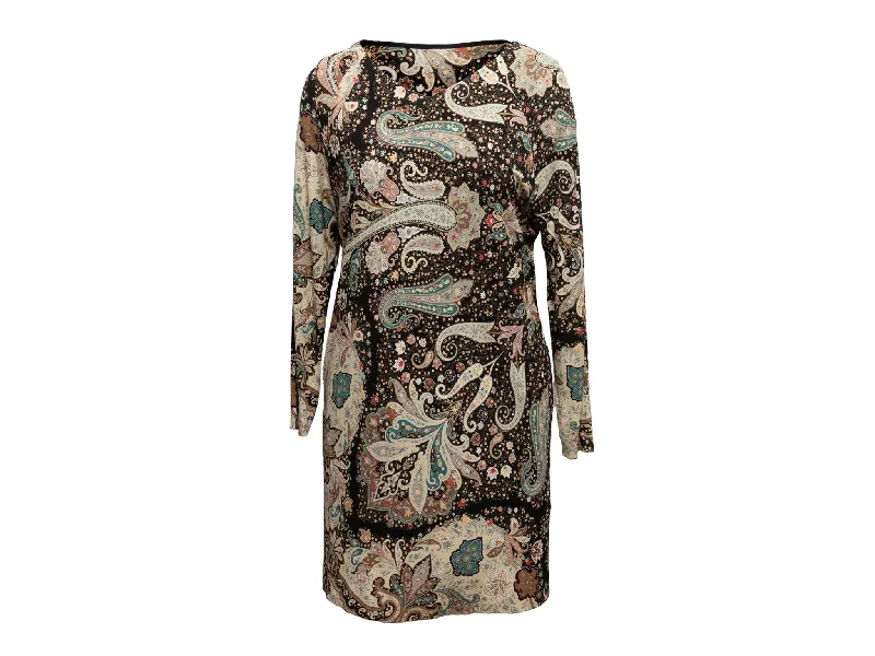 Deal of the Week Beige & Multicolor Etro Paisley Print Long Sleeve Dress Size IT 38