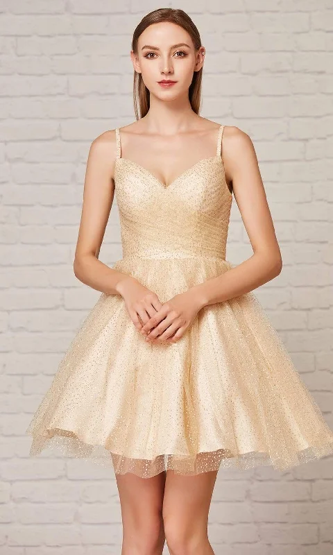 Final Markdown J'Adore Dresses - J18089 Glitter Tulle V Neck Dress