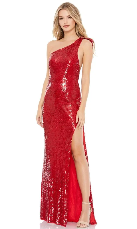 Price Cut Mac Duggal - 93580 Sequined Asymmetric Junior Prom Sheath Dress With Slit