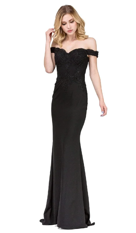 Fantastic Offers Dancing Queen - 2562 Lace Applique Off-Shoulder Fitted Prom Dress