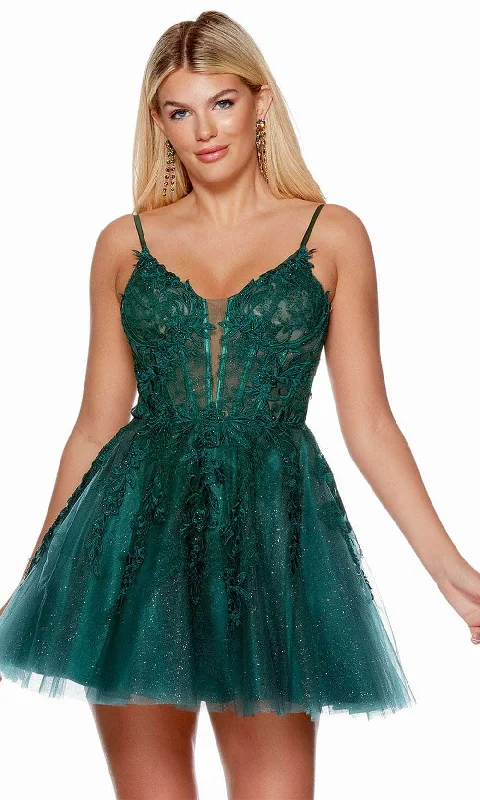 Online Specials Alyce Paris 3140 - Embroidered Sleeveless Homecoming Dress