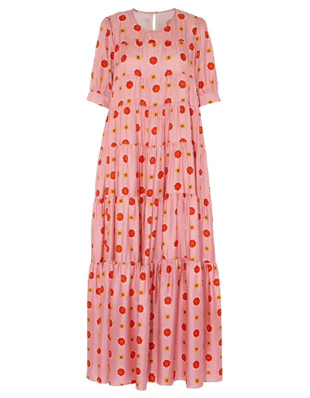 Savings Event Stella Pink Dahlia Silk Maxi Dress