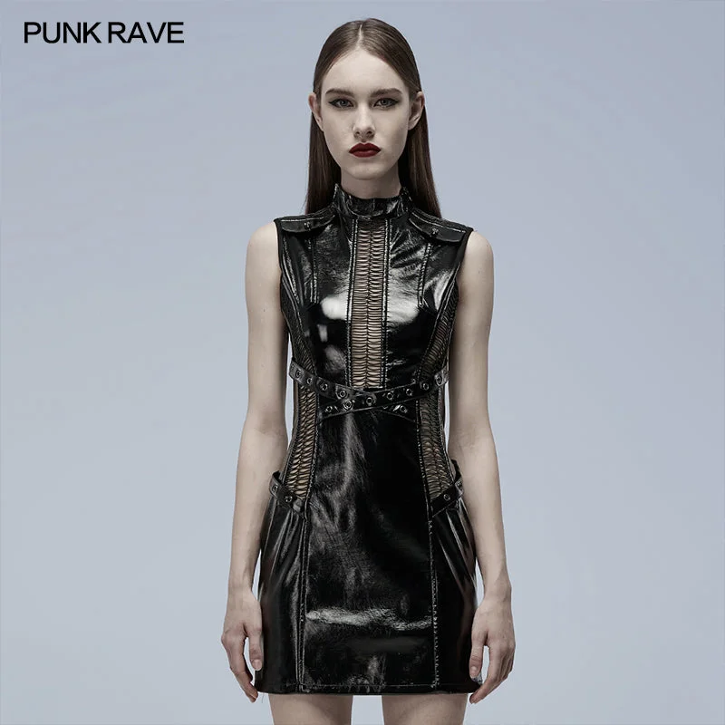 Discount Days Gothic patent leather hollowed out dress