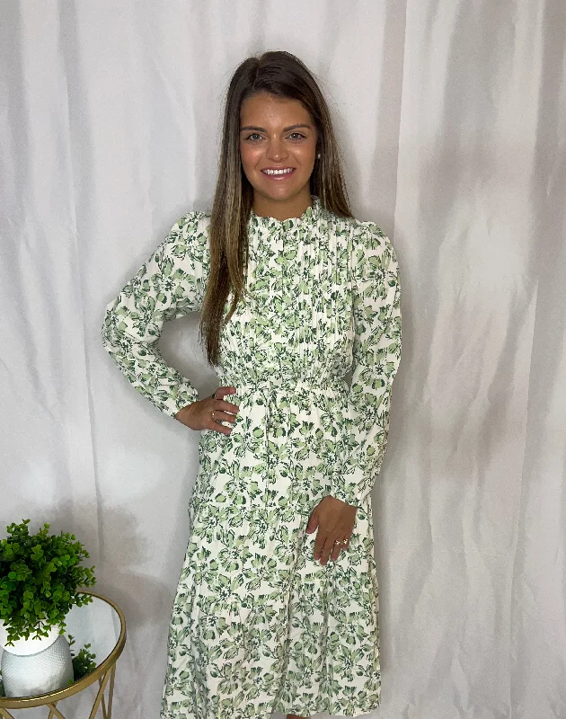 Bonus Savings Long sleeve floral midi dress