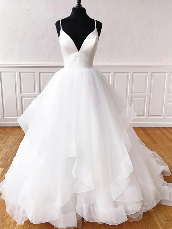 Deal Frenzy V Neck White Tulle Corset Wedding Dresses, V Neck White Corset Formal Corset Prom Evening Dresses outfit Deal Frenzy V Neck White Tulle Corset Wedding Dresses, V Neck White Corset Formal Corset Prom Evening Dresses outfit