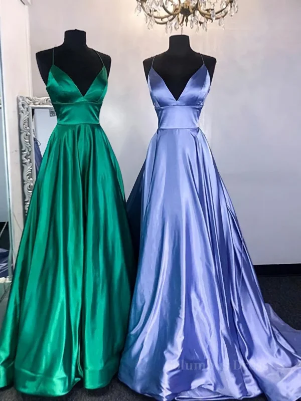 Final Clearance Simple A Line V Neck Emerald Green Blue Long Corset Prom Dresses, Simple Satin Long Corset Formal Evening Dresses outfit Final Clearance Simple A Line V Neck Emerald Green Blue Long Corset Prom Dresses, Simple Satin Long Corset Formal Evening Dresses outfit