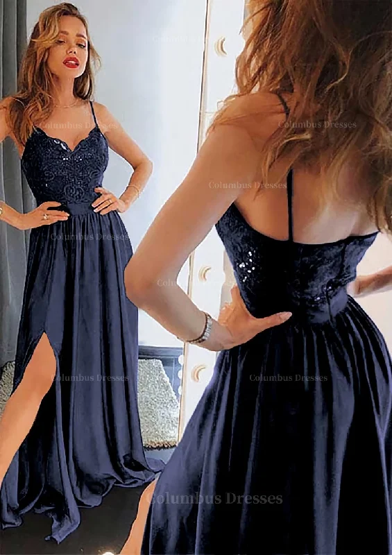 Price Reduction A-line/Princess Sweetheart Sleeveless Long/Floor-Length Charmeuse Prom Dress With Split Lace Price Reduction A-line/Princess Sweetheart Sleeveless Long/Floor-Length Charmeuse Prom Dress With Split Lace