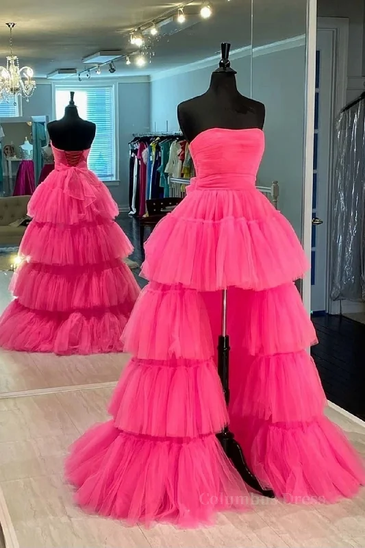 Special Price Strapless Hot Pink High Low Corset Prom Dresses, Hot Pink High Low Corset Formal Corset Homecoming Dresses outfit Special Price Strapless Hot Pink High Low Corset Prom Dresses, Hot Pink High Low Corset Formal Corset Homecoming Dresses outfit