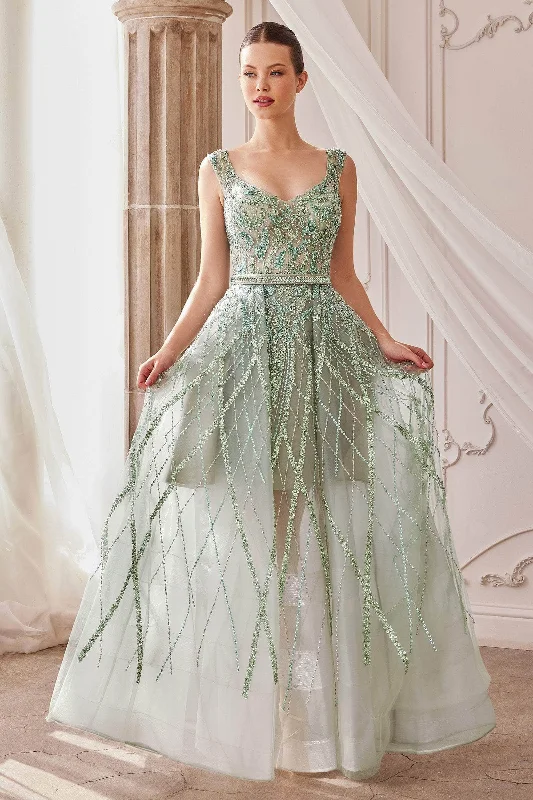 Limited Time Offer Andrea and Leo - A1091 Lattice Motif A-Line Gown