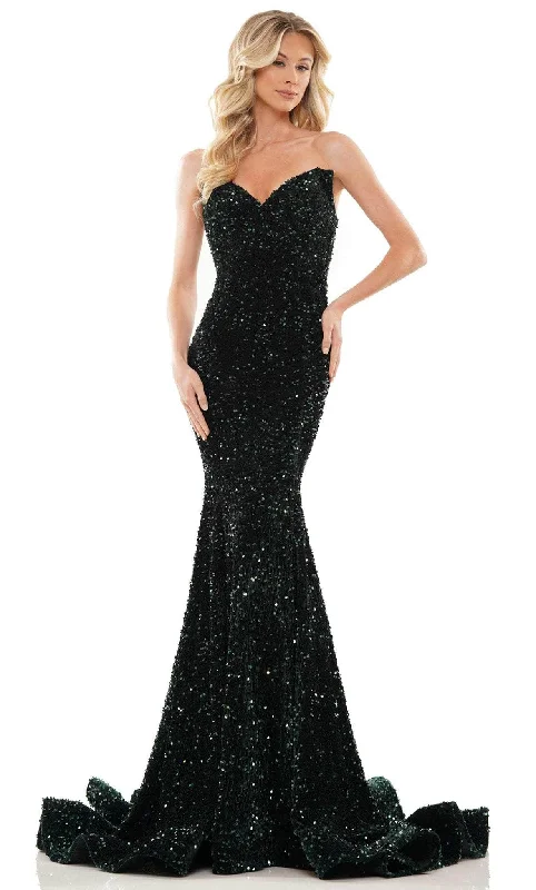 Closeout Sale Colors Dress 2959 - Sequin Velvet Prom Gown