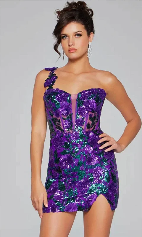 Lowest Price Jovani 40647 - One-Shoulder Sheer Corset Bodice Cocktail Dress