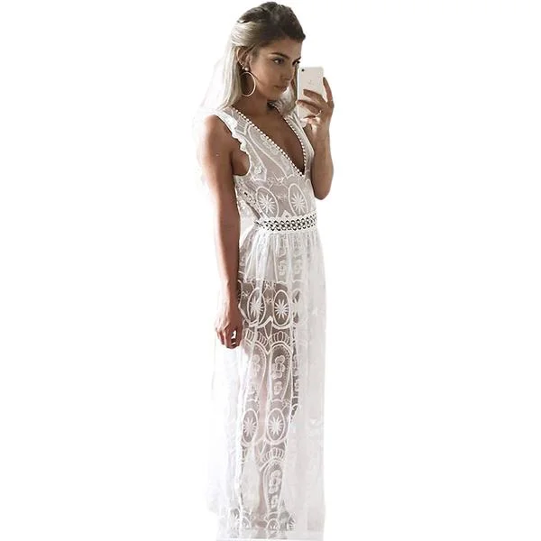 Reduced Prices Sexy Hollow Out White Lace Dress