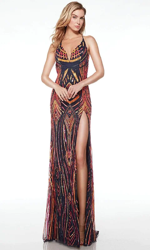 Bargain Prices Alyce Paris 61692 - V-Neck Sequin and Bead Embellished Prom Dress
