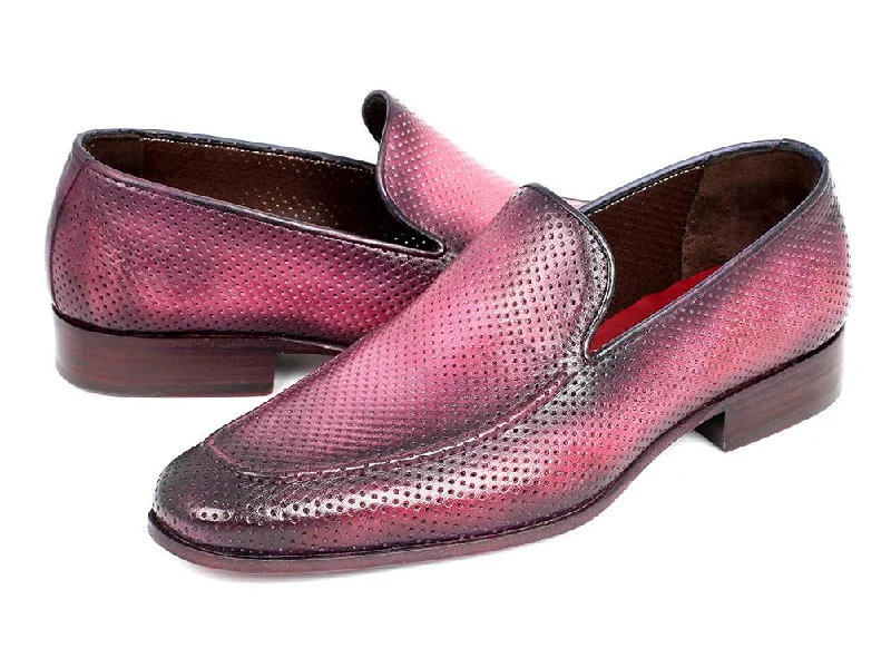 Super Savings Paul Parkman Perforated Leather Loafers Purple Shoes (ID#874-PURP)