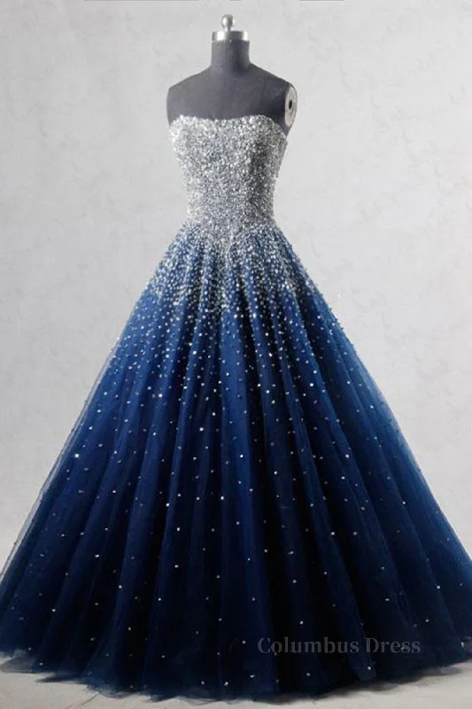 Bargain Prices Sparkly Strapless Blue Corset Prom Dresses, Strapless Blue Long Corset Formal Evening Dresses outfit