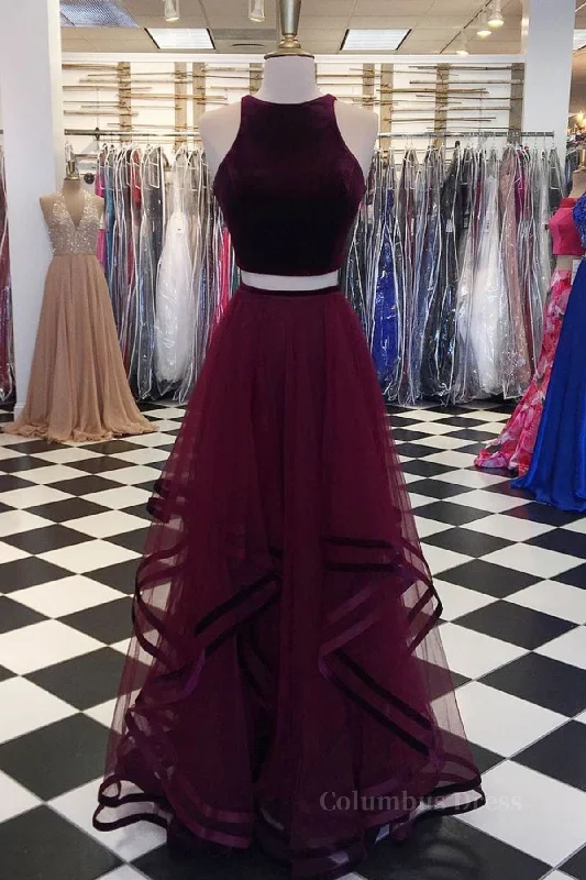Season Finale Sale Two Pieces Maroon Long Corset Prom Dress, Dark Burgundy 2 Pieces Corset Formal Evening Dresses outfit Season Finale Sale Two Pieces Maroon Long Corset Prom Dress, Dark Burgundy 2 Pieces Corset Formal Evening Dresses outfit