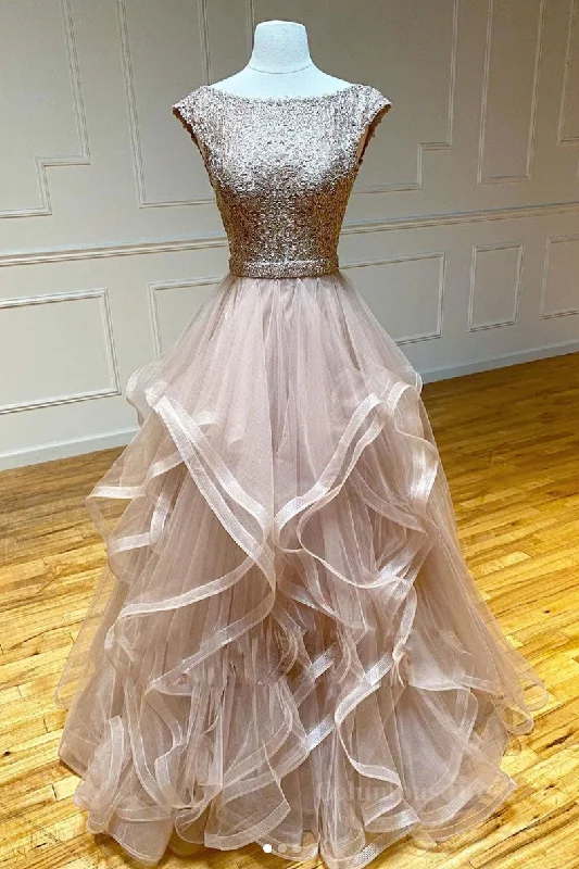 Daily Deals Champagne round neck tulle lace long Corset Prom dress evening dress outfit Daily Deals Champagne round neck tulle lace long Corset Prom dress evening dress outfit