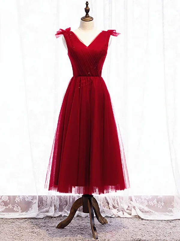 Final Clearance A Line V Neck Red Tea Length Corset Prom Dress with Corset Back, Red Tea Length Corset Formal Graduation Dresses outfit Final Clearance A Line V Neck Red Tea Length Corset Prom Dress with Corset Back, Red Tea Length Corset Formal Graduation Dresses outfit