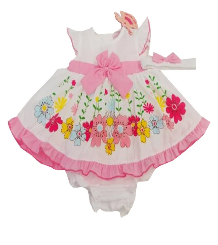 Now or Never Baby Girls 3 Piece Floral Bow Dress Set Knickers & Bow Headband Age 6-24 M Now or Never Baby Girls 3 Piece Floral Bow Dress Set Knickers & Bow Headband Age 6-24 M