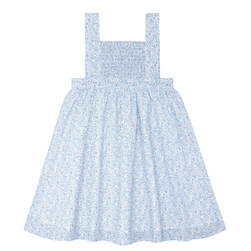 Price Reduction girls slate floral smocked bib dress