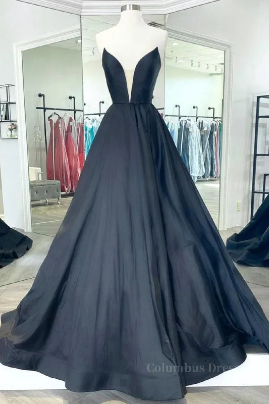 Mega Sale V Neck Strapless Black Satin Long Corset Prom Dresses, Strapless Black Corset Formal Dresses, Long Black Evening Dresses outfit Mega Sale V Neck Strapless Black Satin Long Corset Prom Dresses, Strapless Black Corset Formal Dresses, Long Black Evening Dresses outfit