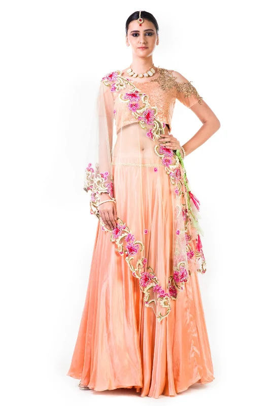 Price Drop Alert Peach Sequins Work Embroidered Blouse And Peach Lehenga With Thread Work Embroidery Price Drop Alert Peach Sequins Work Embroidered Blouse And Peach Lehenga With Thread Work Embroidery