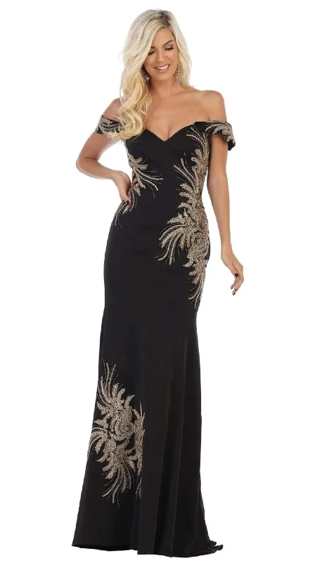 Markdown Madness May Queen - RQ7712 Embellished Off-Shoulder Trumpet Dress