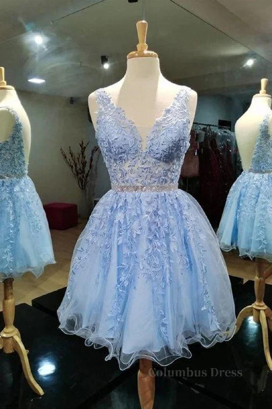 Great Deals V Neck Short Blue Lace Corset Prom Dresses, Short Blue Lace Corset Formal Corset Homecoming Dresses outfit Great Deals V Neck Short Blue Lace Corset Prom Dresses, Short Blue Lace Corset Formal Corset Homecoming Dresses outfit