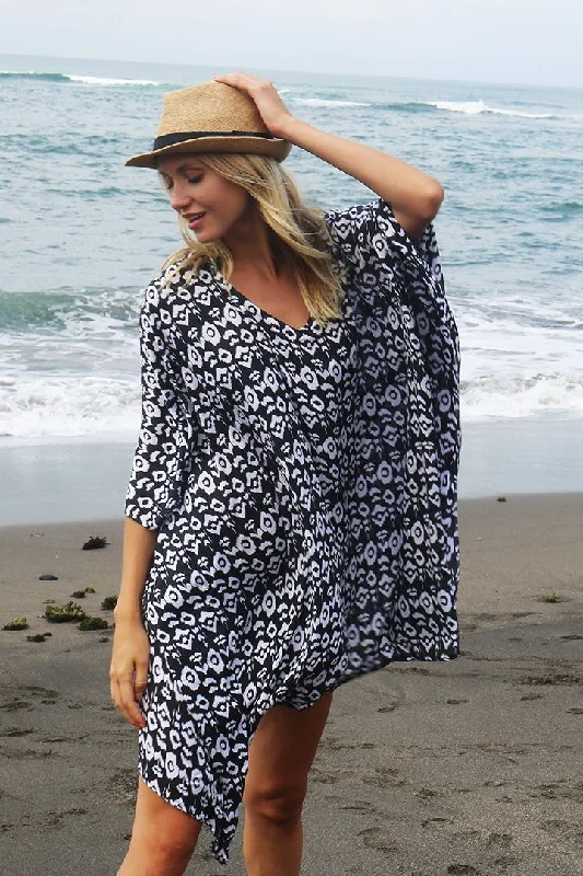 Blowout Sale SHU-SHI Women's Short Beach Swimsuit Cover-Up - Floral Poncho Dress Kaftan Loose Top Blowout Sale SHU-SHI Women's Short Beach Swimsuit Cover-Up - Floral Poncho Dress Kaftan Loose Top