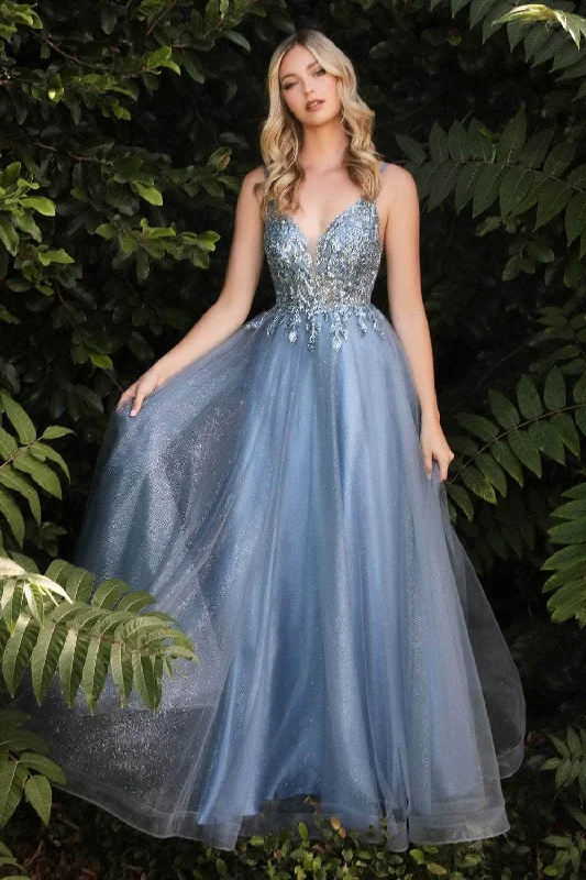 Don't Miss Ladivine CD0154 - Plunging Beaded A-Line Junior Prom Gown