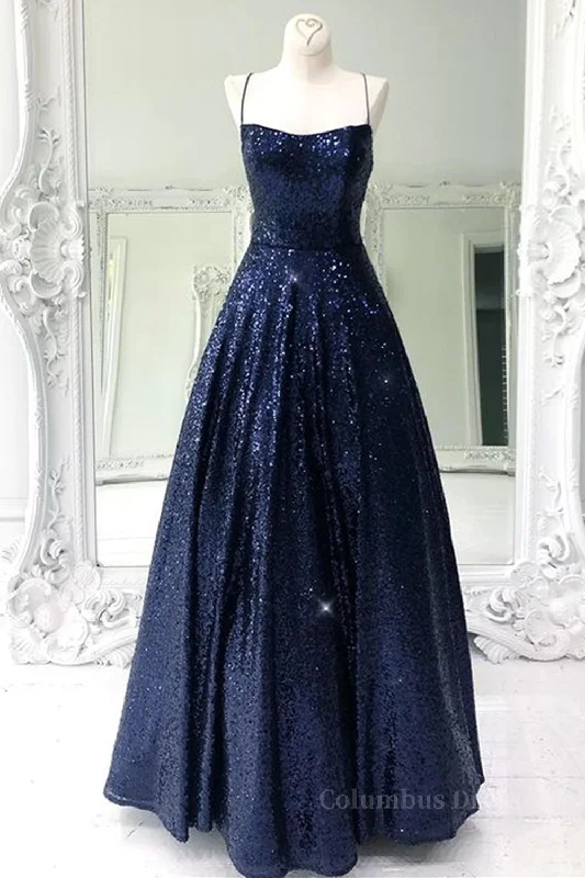 Take Advantage Sparkly Backless Navy Blue Long Corset Prom Dresses, Open Back Long Navy Blue Corset Formal Evening Dresses outfit Take Advantage Sparkly Backless Navy Blue Long Corset Prom Dresses, Open Back Long Navy Blue Corset Formal Evening Dresses outfit