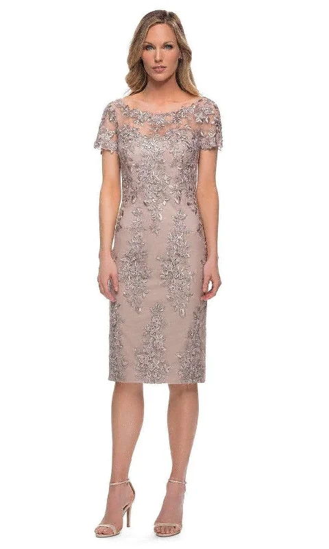 Super Deal La Femme - 29930 Illusion Jewel Floral Midi Dress