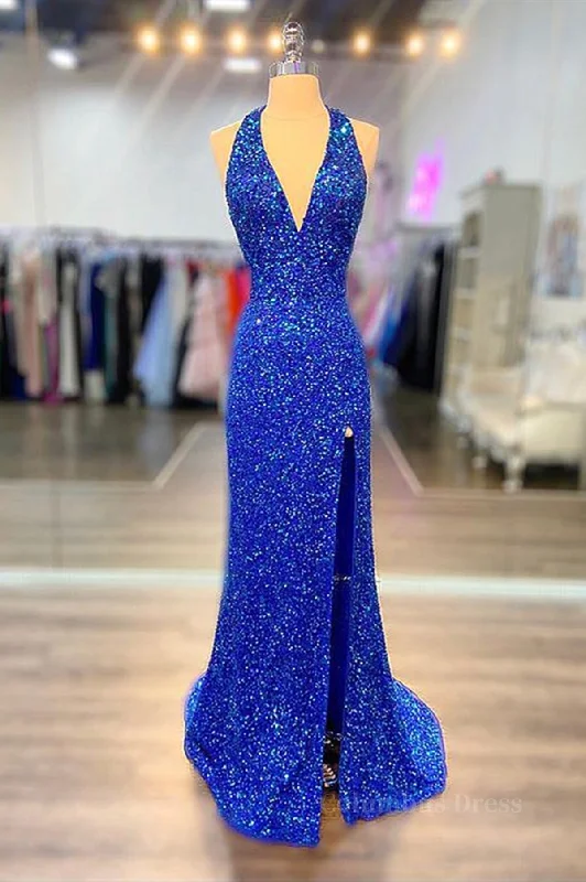 Price Drop Alert Halter Neck Royal Blue Long Corset Prom Dresses, Shiny Royal Blue Long Corset Formal Evening Dresses outfit Price Drop Alert Halter Neck Royal Blue Long Corset Prom Dresses, Shiny Royal Blue Long Corset Formal Evening Dresses outfit