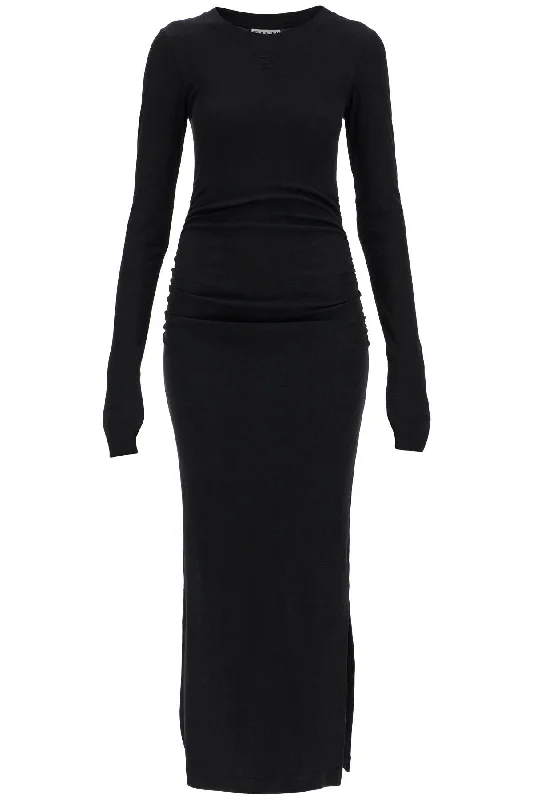 Exclusive Online Offer Ganni long ribbed jersey dress with nine words