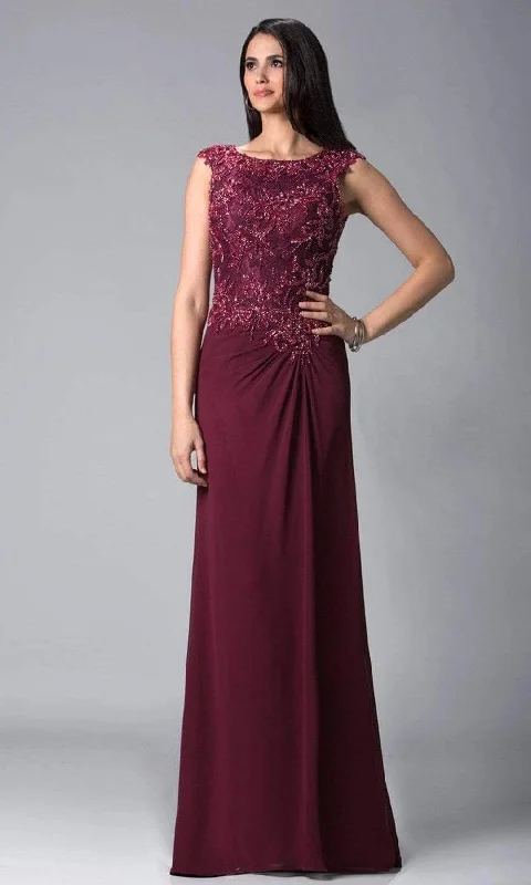 Super Bargain Feriani Couture - 18402 Embellished Cap Sleeve Column Gown