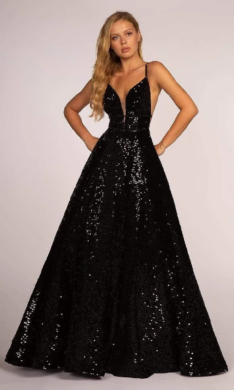 Price Break Elizabeth K - GL2581 Allover Sequin Sexy Open Back A-Line Gown