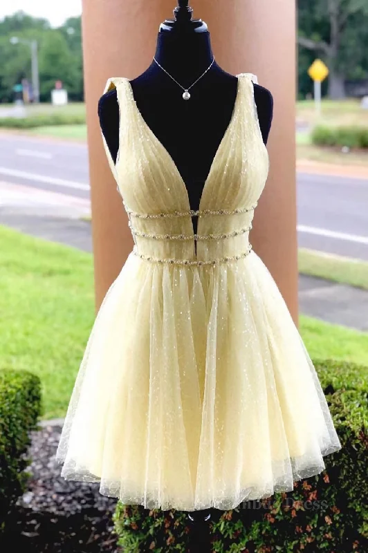 Mega Deal Cute yellow tulle short Corset Prom dress, yellow Corset Homecoming dress outfit