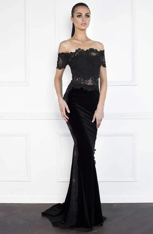 Extra Savings Nicole Bakti - 6849 Lace Off-Shoulder Trumpet Dress