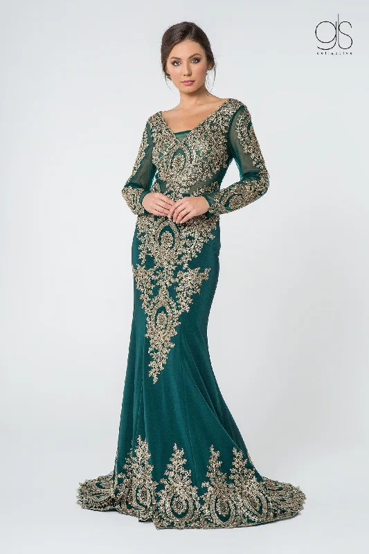 Price Blitz Embellished Long-Sleeve Mermaid Gown by Elizabeth K GL1597
