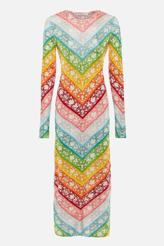 Stock Clearance Dionne Dress Rainbow Chevron