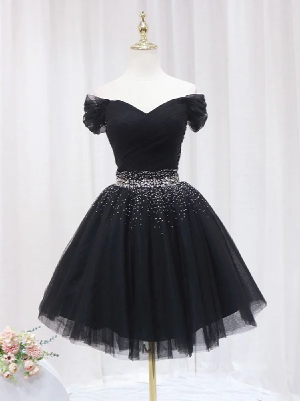 Special Discount Black Off Shoulder Tulle Sequin Short Corset Prom Dress, Black Corset Homecoming Dresses outfit Special Discount Black Off Shoulder Tulle Sequin Short Corset Prom Dress, Black Corset Homecoming Dresses outfit