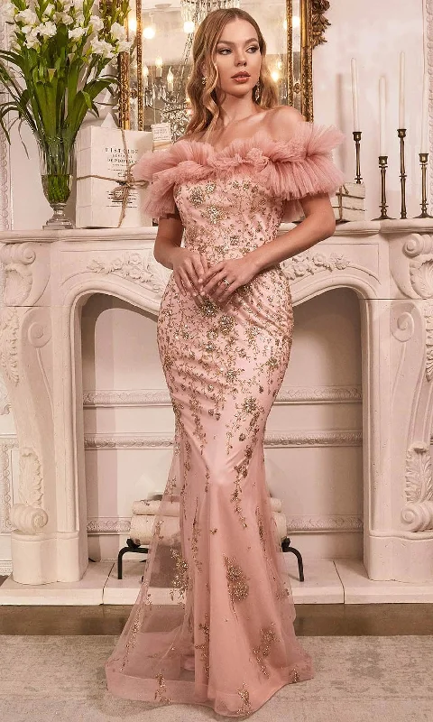 Warehouse Sale Ladivine J818 - Ruffled Gathered Tulle Prom Dress