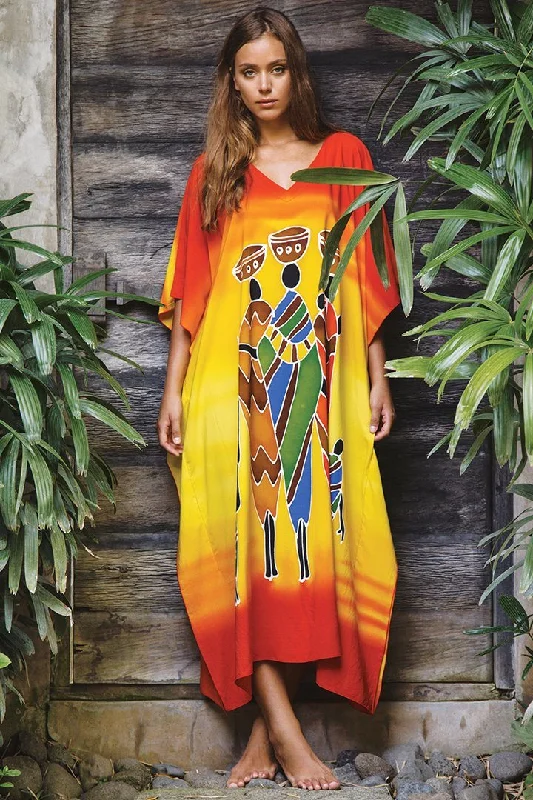 Don't Wait SHU-SHI Women's Long Kaftan Beach Maxi Dress - Casual Plus Size Cover Up