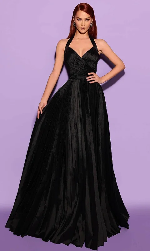 Sale Event Tarik Ediz 53022 - Pleated Halter Evening Dress