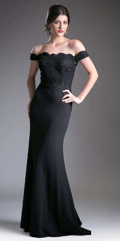 Flash Sale Cinderella Divine - CF158 Off Shoulder Stretch Crepe Satin Gown