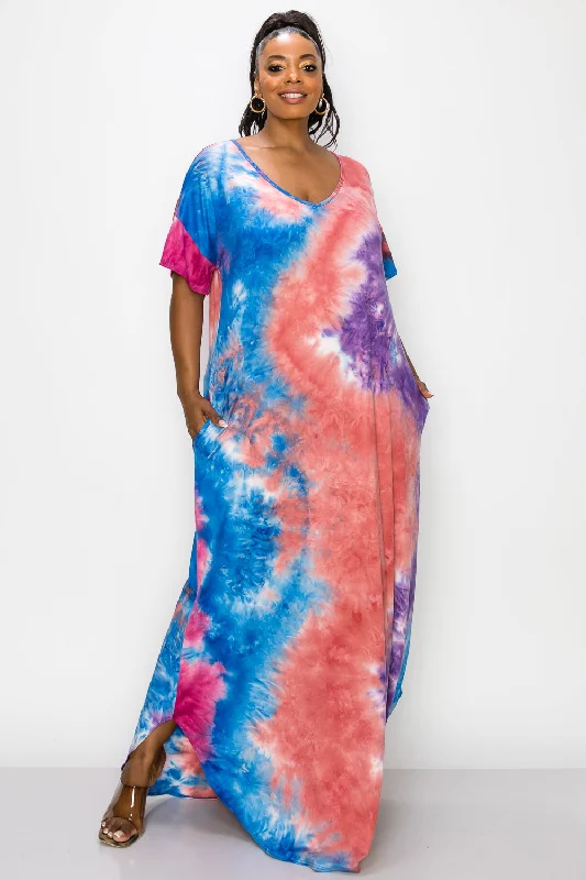 Unbeatable Prices Tie Dye Short Sleeve Maxi Dress