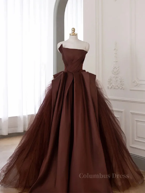 Buy More, Save More Brown Satin Tulle Long Corset Prom Gown, Brown Long Evening Dresses outfit Buy More, Save More Brown Satin Tulle Long Corset Prom Gown, Brown Long Evening Dresses outfit